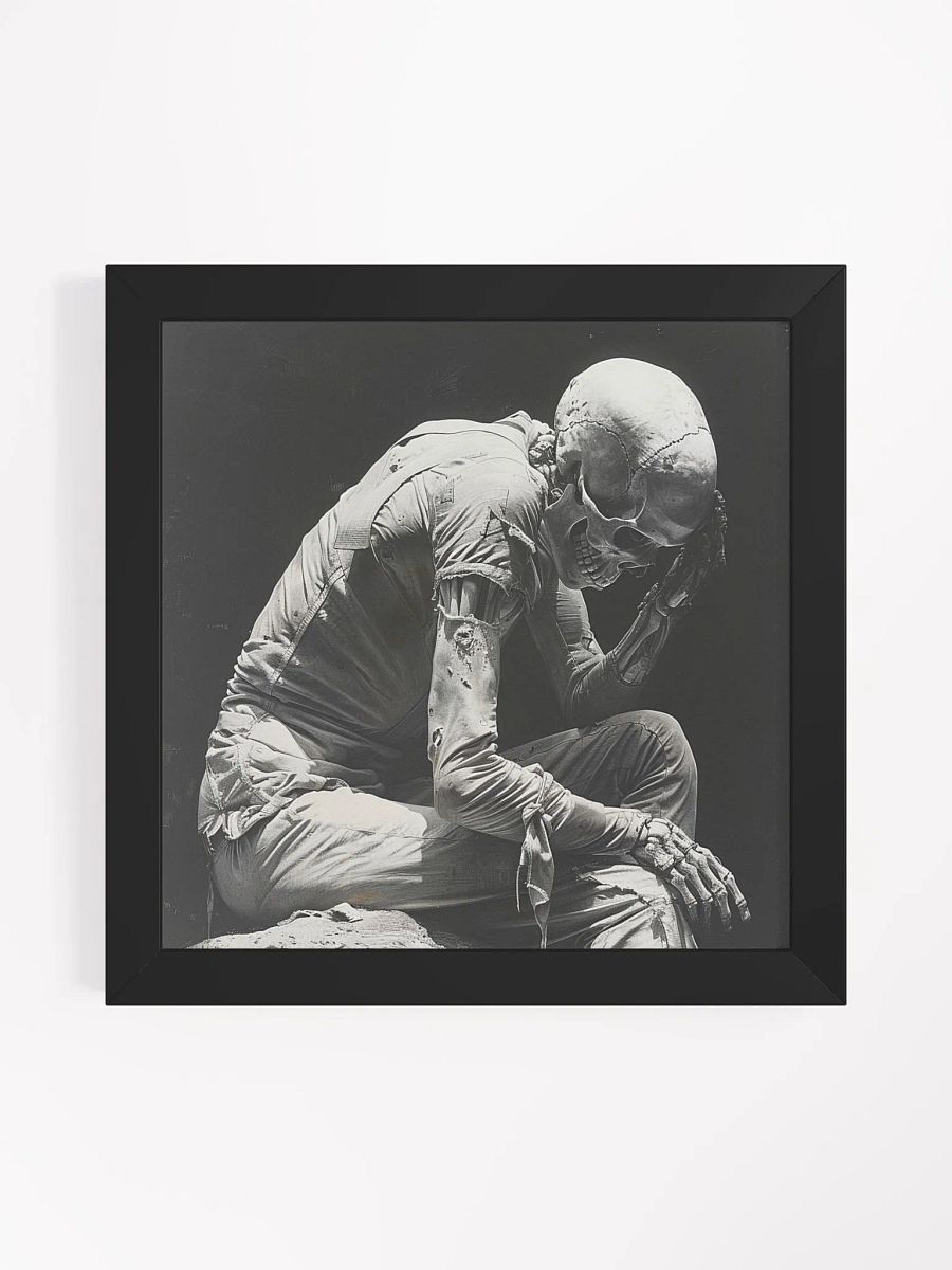 Skeleton in Thought Black and White Framed Wall Art product image (1)