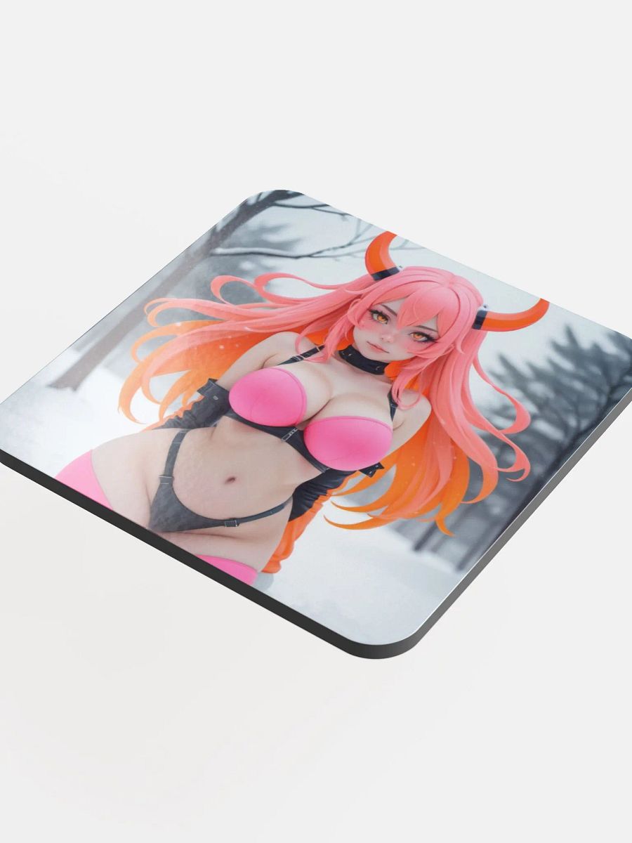 Frosty Pink Horns Cork Coaster product image (1)