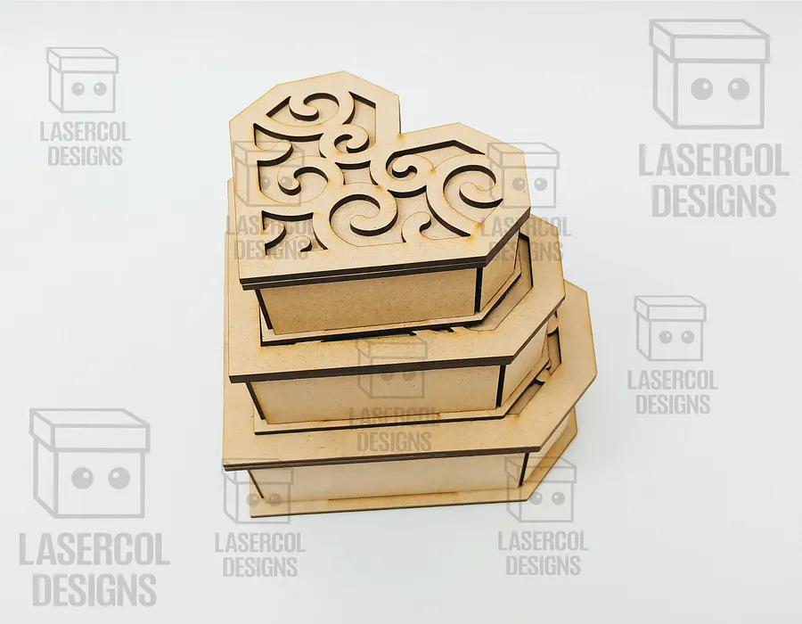 Heart Shaped Box Set 2 (5 Styles, 3 Sizes) - Laser Cut Files product image (10)