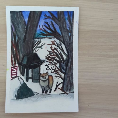 #fox #winter #gouache #art #paint #painting