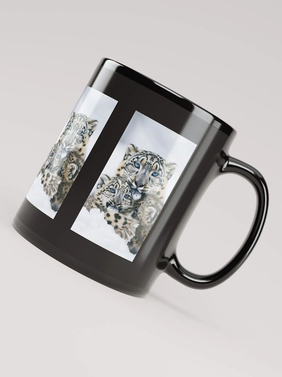 Snow Leopard Cuddle Black Glossy Mug product image (8)