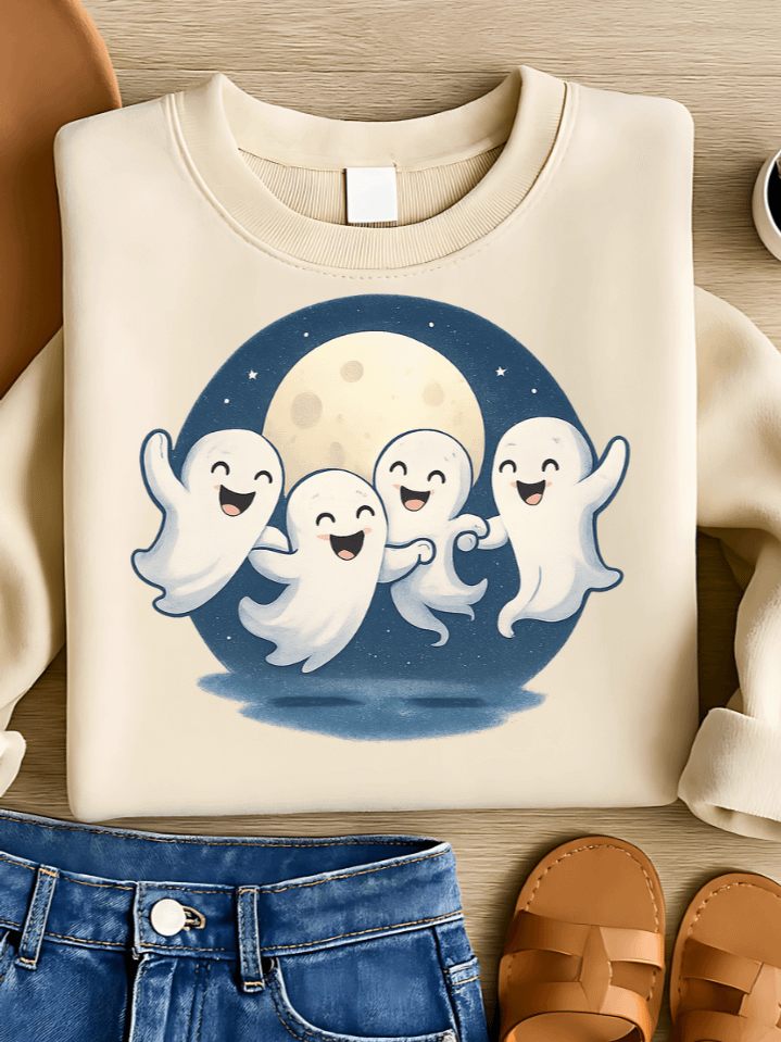 Dancing Ghost Friends Sublimation PNG – Cute Halloween Characters for T-Shirts – Festive Spooky Theme – 300 DPI Instant Digital Download product image (1)