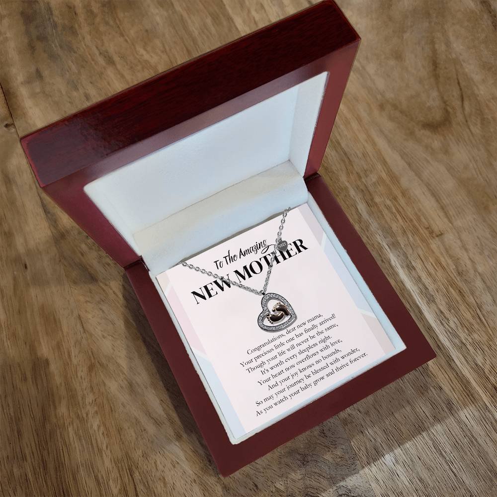 Congratulations New Mama Baby Feet Heart Necklace product image (3)
