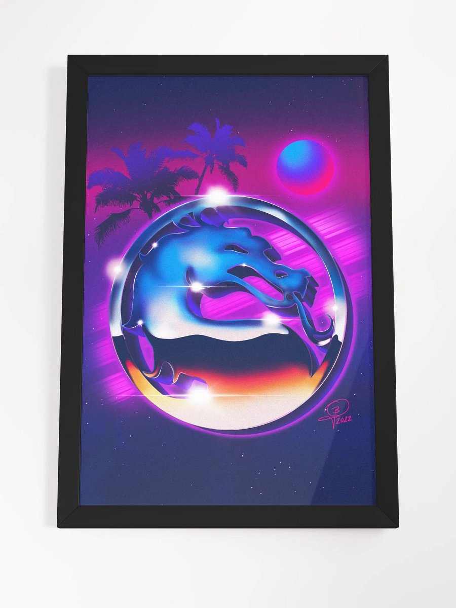 Mortal Kombat Synthwave Vibes Framed 12x18 Art product image (4)