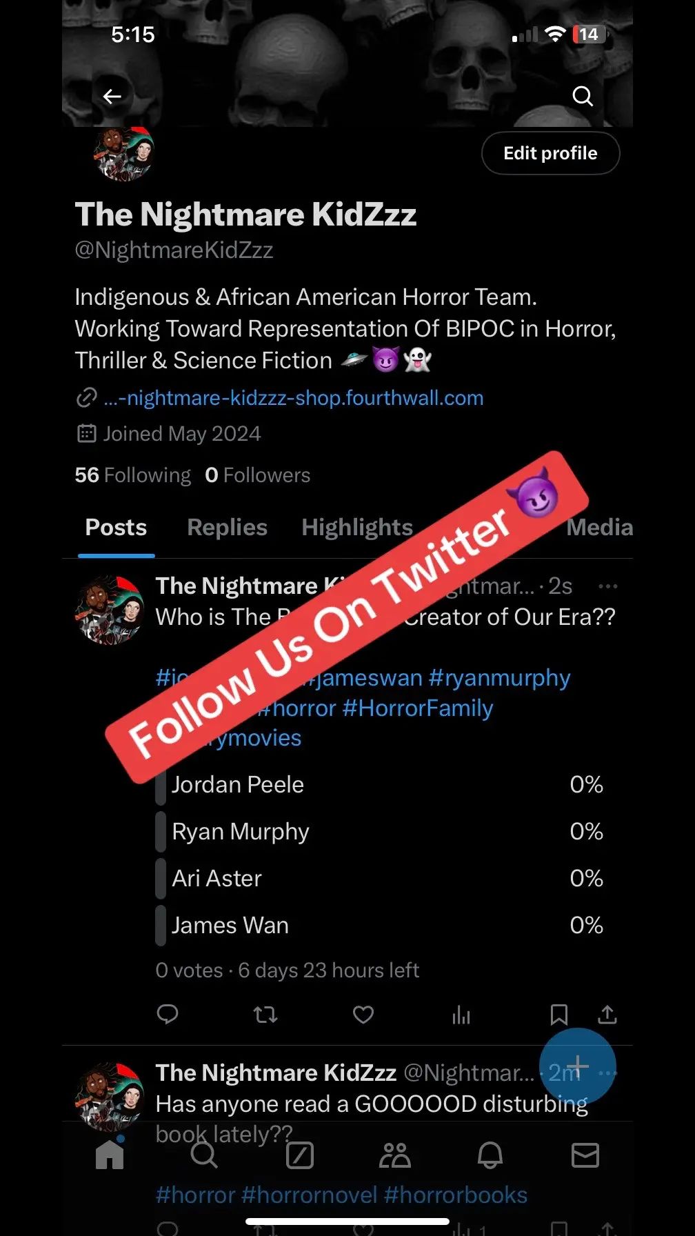 Give us a follow for live quizes, polls, chats and photos of what were up to!!!