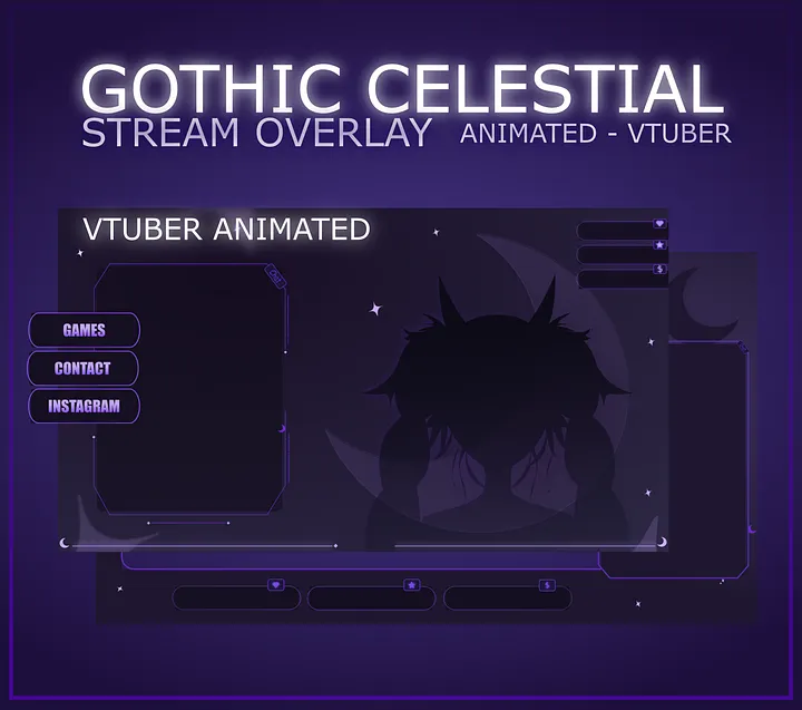 Gothic VTUBER Stream Overlay Animated product image (1)