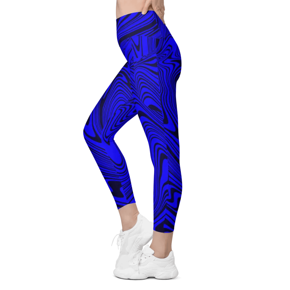 Leggings with Pockets - Abstract Blue Swirls product image (5)