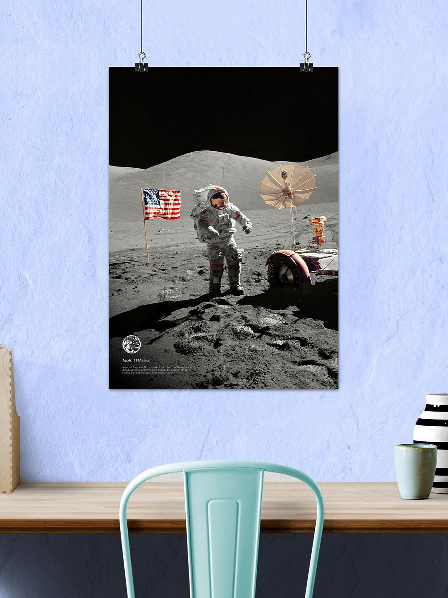 NASA Apollo 17: Astronaut Eugene A. Cernan, Last astronaut on the Moon, 1972 — space poster, space art, photo poster, NASA print product image (2)