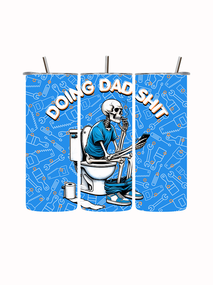 Doing Dad Shit Tumbler – Funny Skeleton on Toilet Design – Humorous Dad Gift product image (2)