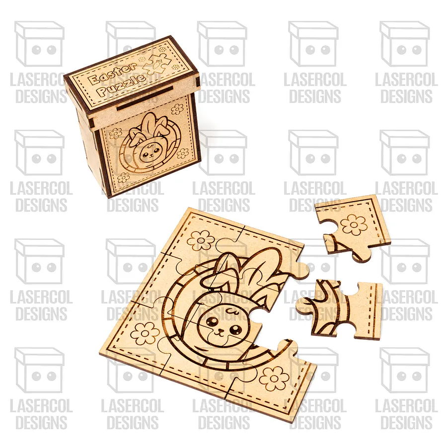 Easter Bunny Puzzle With Box Set 3 (2 Sizes) - Laser Cut Files product image (6)