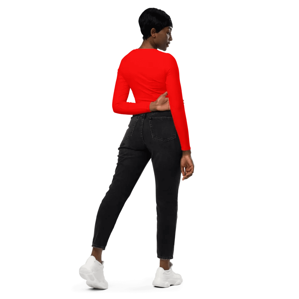 Plain Color Red Long Sleeve Crop Top product image (3)