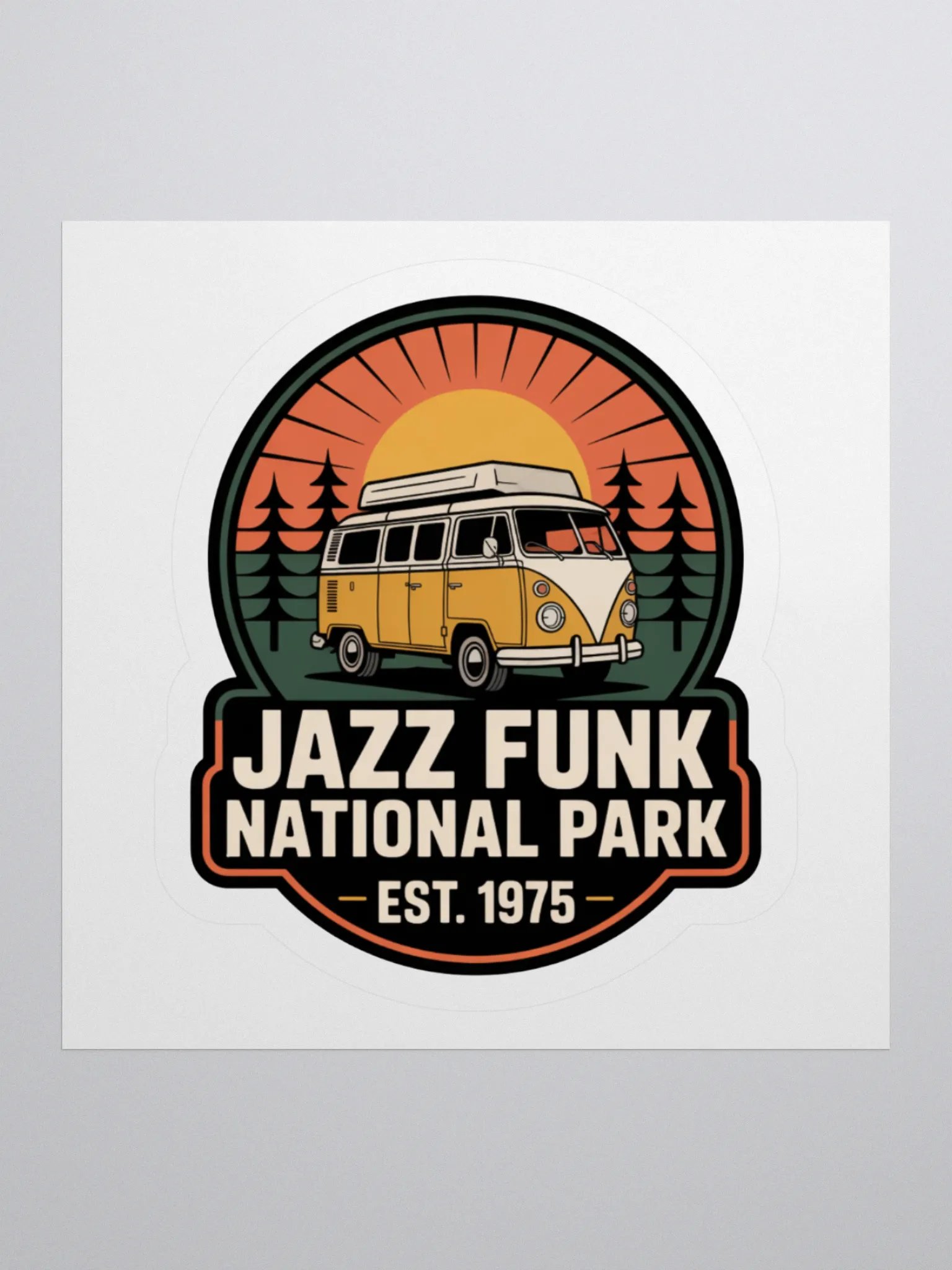 Jazz Funk National Park Sticker - Retro 70s Camping & Music Van Decal product image (1)