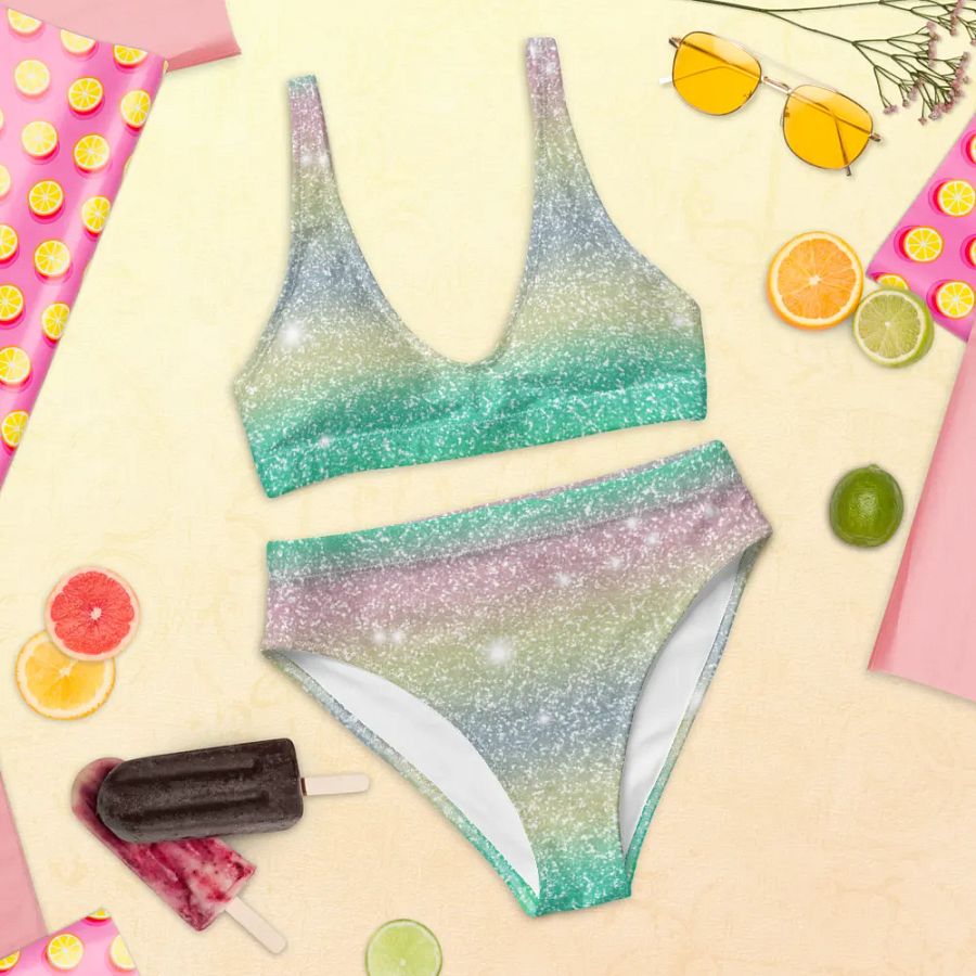 Glitter Unicorn Texture Design High Waisted Bikini (1) product image (12)