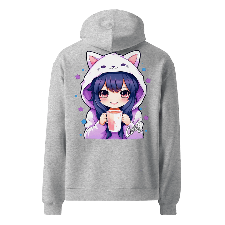 Cozy Kawaii Anime Girl - Premium Hoodie - Athletic Heather - Back Printed Design product image (1)