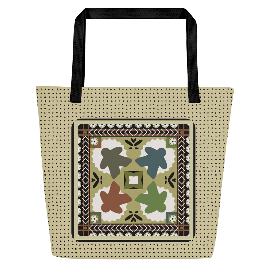 Ukrainian Pattern Meeple Patchwork Shoulder Tote Bag for Board Gamer, 16 x 20 with pocket product image (2)