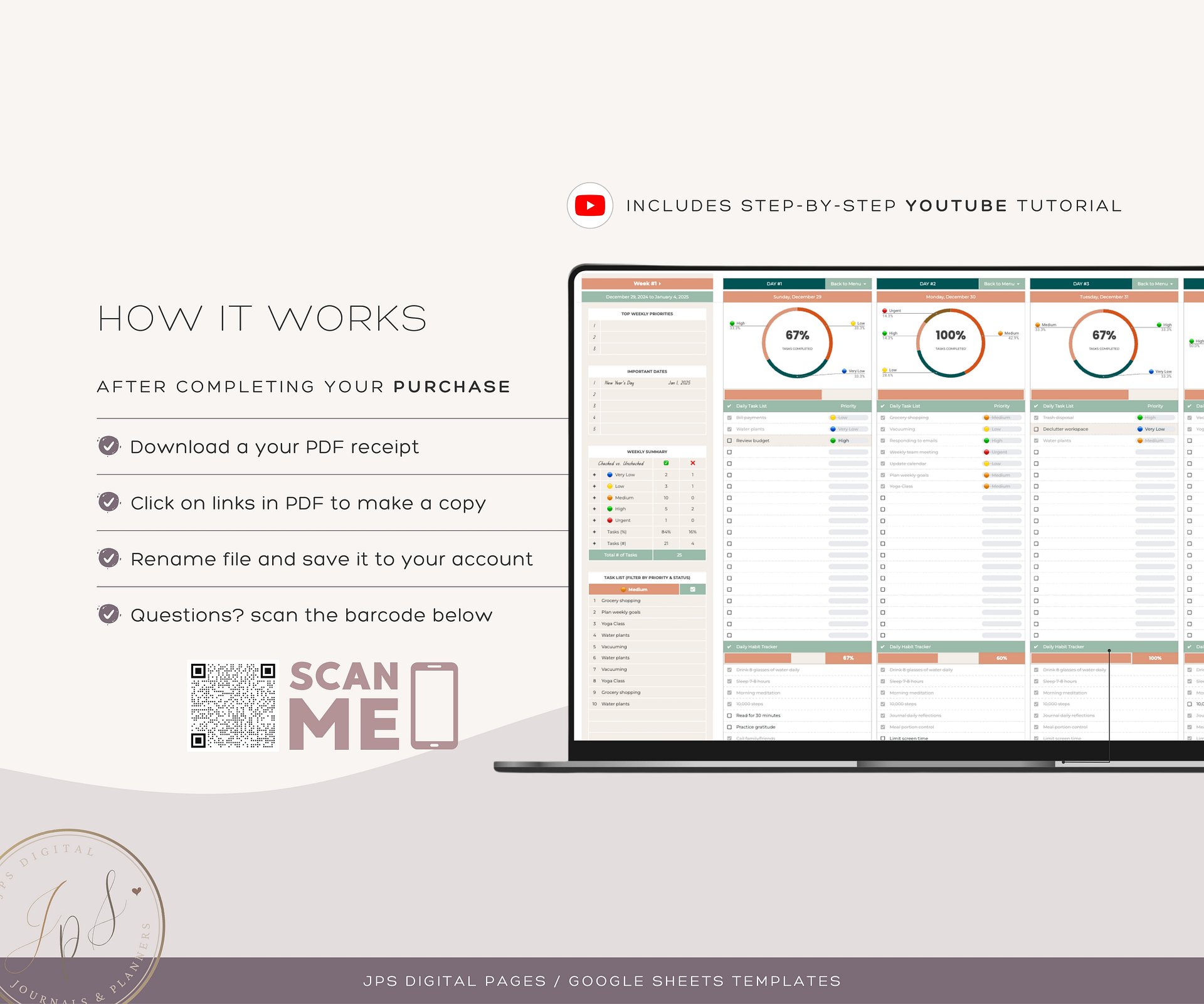 Weekly Recurrent Planner, Digital Planner Spreadsheet, Google Sheets Template product image (10)