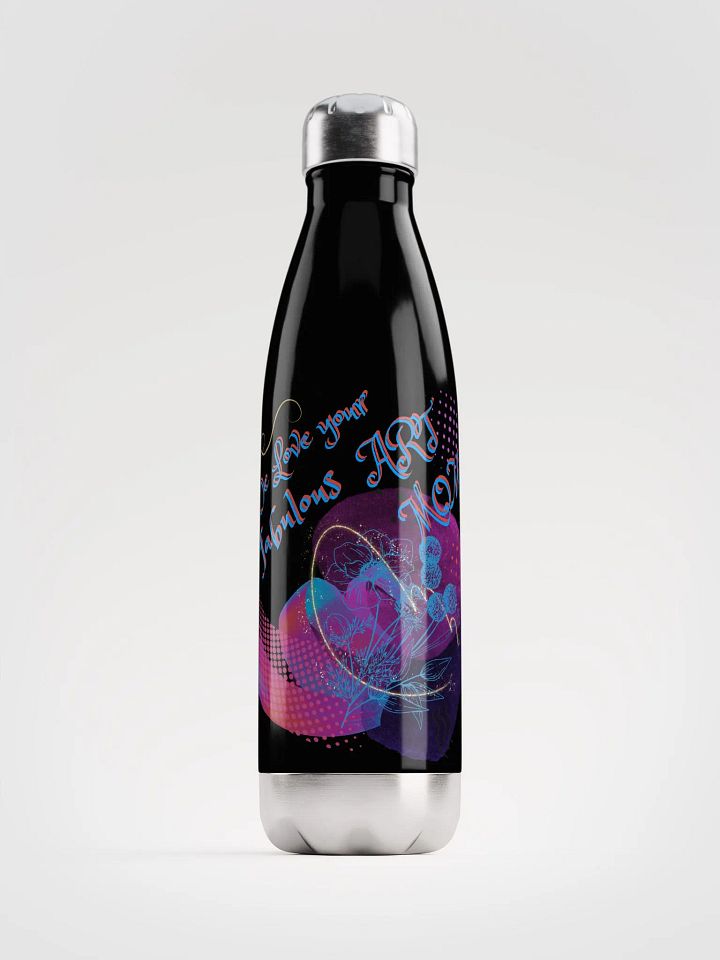 stainless steel water bottle with beautiful I Love Art'  Perfect gift for Active wife,  For those who like unusual arty design product image (1)
