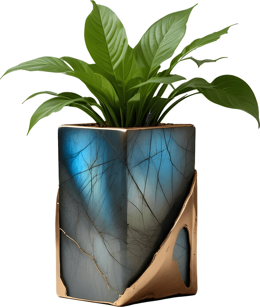 Stellar Luxe – Labradorite Textured Bronze Planter PNG product image (1)