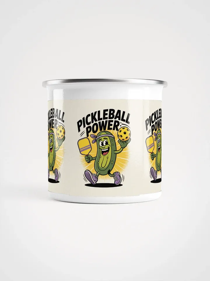 Pickleball Power Enamel Mug – Fun Pickle Character Design product image (2)
