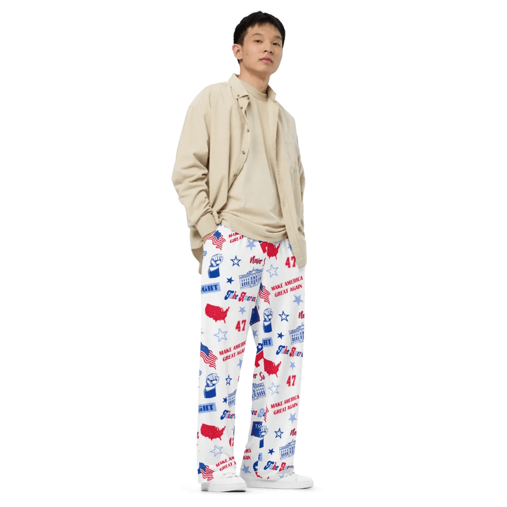 Trump 2024 Republican Patriot Make America Great Again White Pattern Unisex Pajama Pant product image (8)