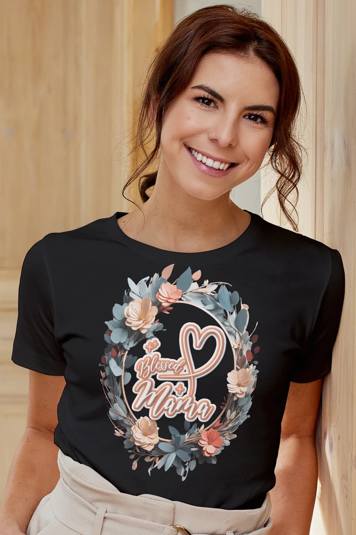 Mothers Day Floral Wreath Blessed Mama T-Shirt product image (1)
