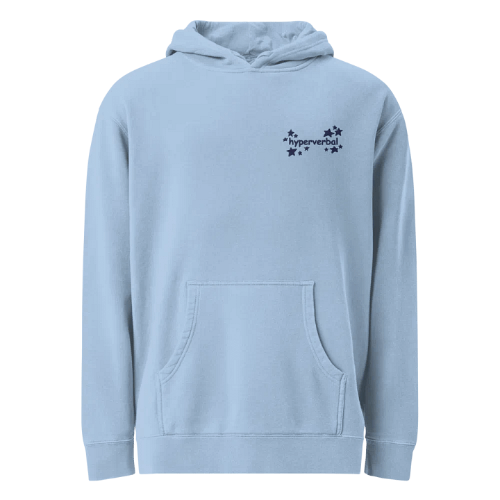 hyperverbal (L.C. navy comic sans with stars) embroidered pigment hoodie product image (1)