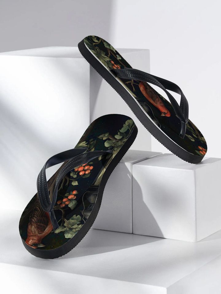 FLIP-FLOPS – Red birds, leaves & darkness 🍃🐦🌑 product image (2)