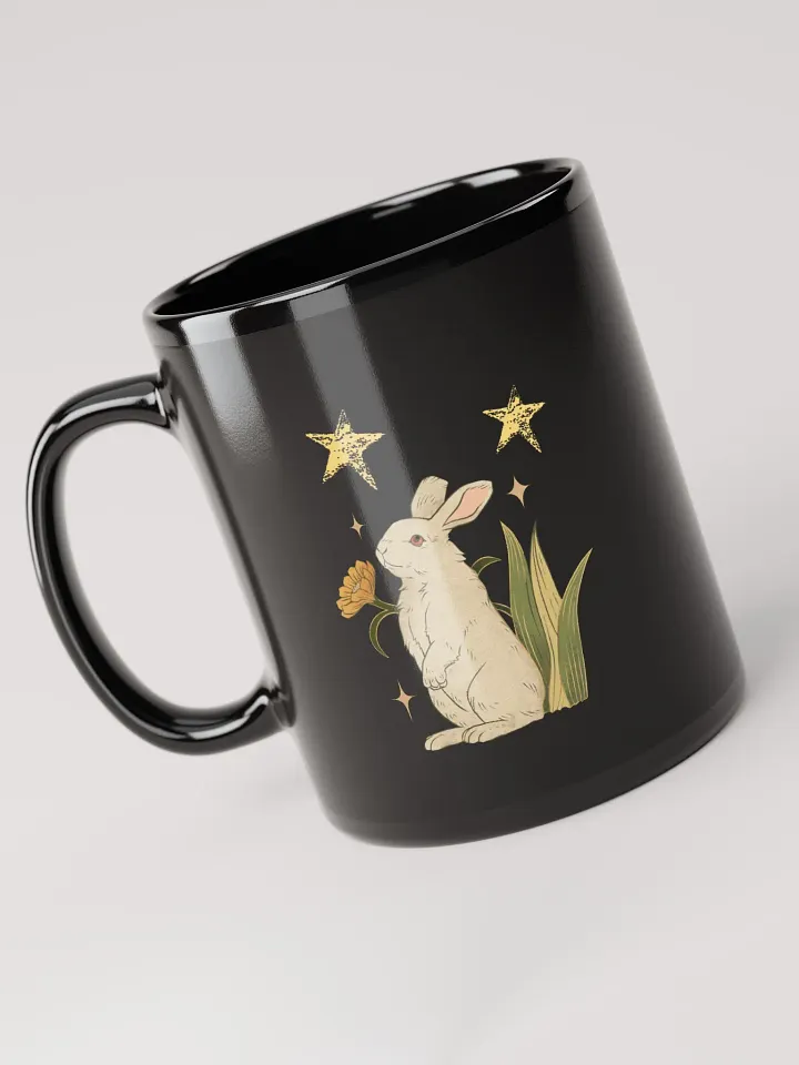 Stargazing Rabbit | Black Glossy Mug product image (1)