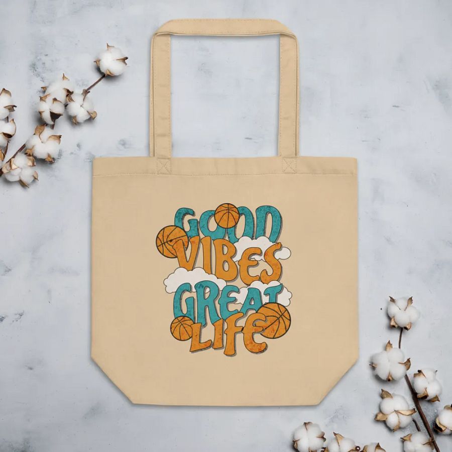 Good Vibes Great Life Basketball Tote Bag product image (3)