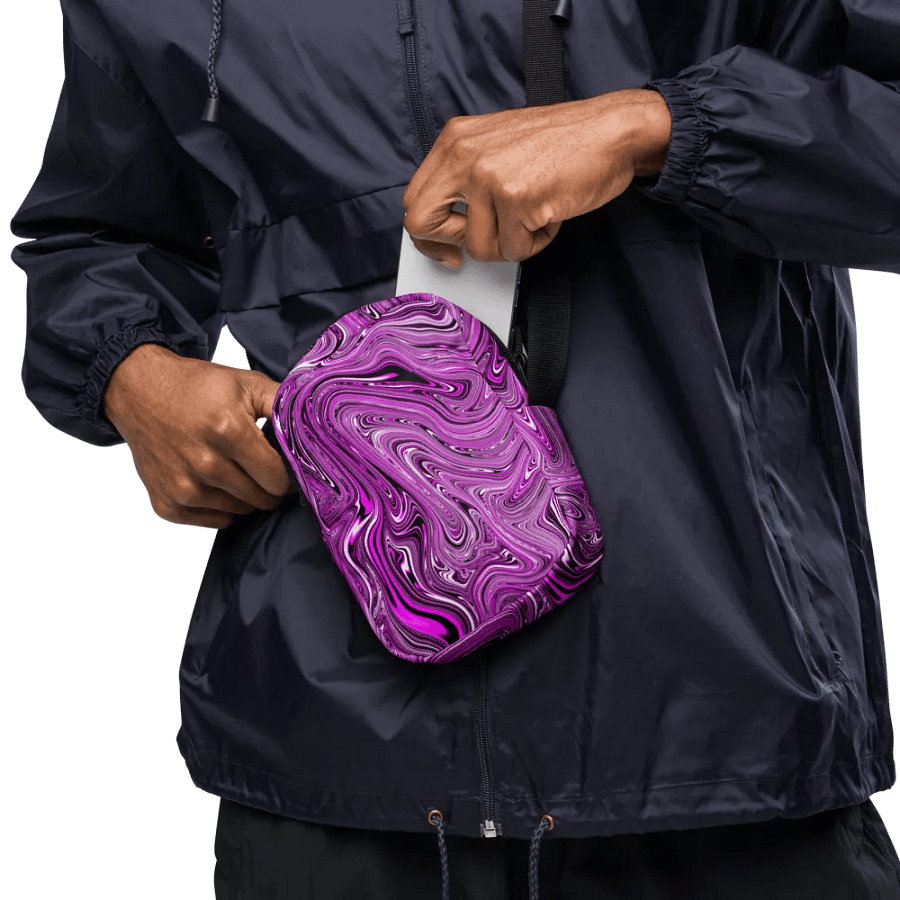Utility Crossbody Bag - Purple and White Fluid Swirls product image (10)