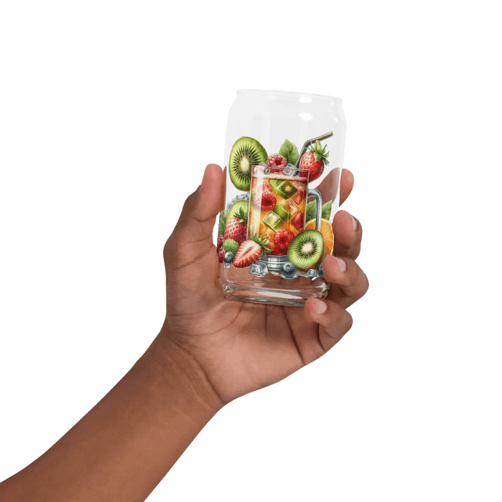 Fruit juice with fruit slice mixed water affect design-04-Can-Shaped Glass product image (2)