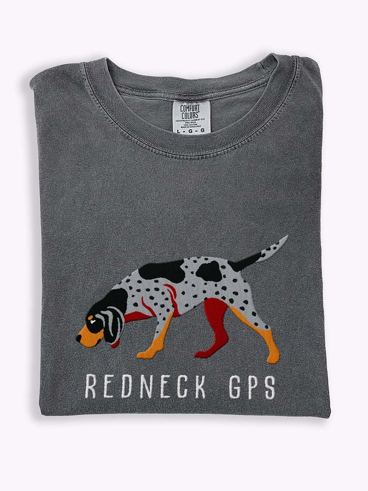 Redneck GPS T-Shirt(Embroidered) of a Bluetick Coonhound product image (1)