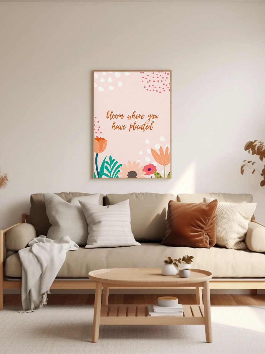 Bloom Where You Have Planted Floral Wall Art - Motivational Quote Poster, Cute Pastel Flower Print, Inspirational Home Decor, Office Art product image (2)