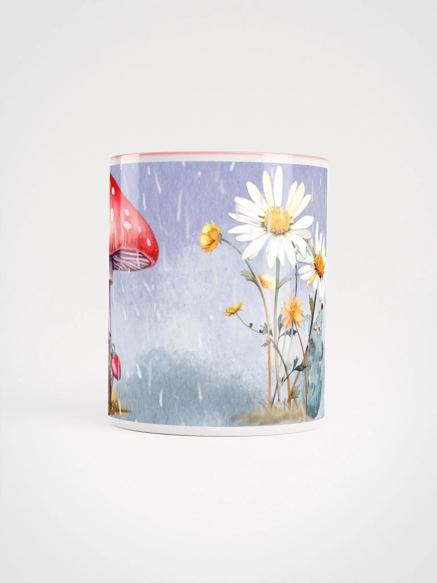 Passing Clouds: Weathering the Storm Ceramic Mug | 11oz & 15oz Nature-Inspired Coffee Mug | Whimsical Mouse & Cat Design product image (5)
