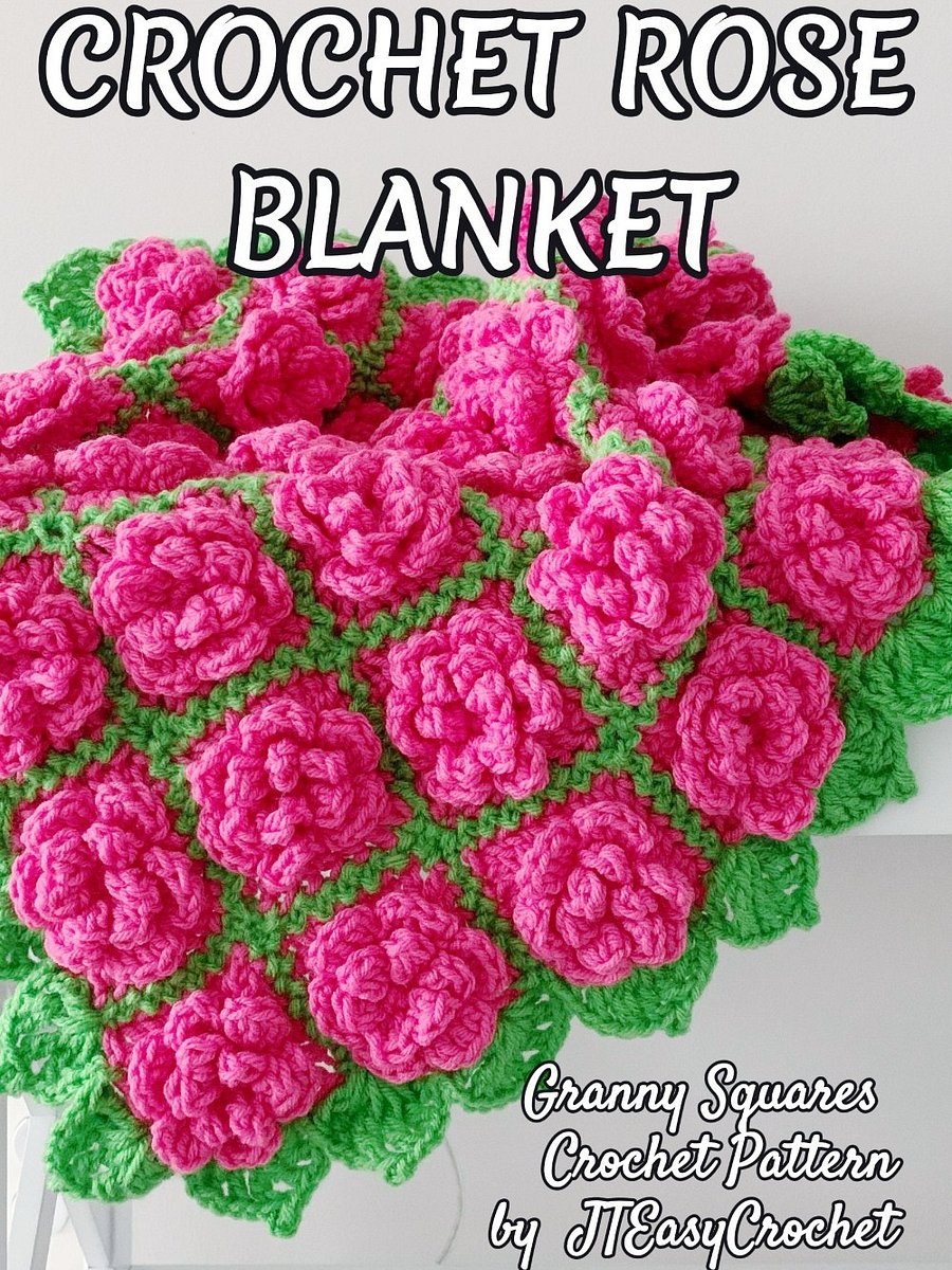Victorian Style Rose Flower Baby Blanket Crochet Pattern, Crochet Motif Boho Throw Blanket or Nursery Rug product image (10)