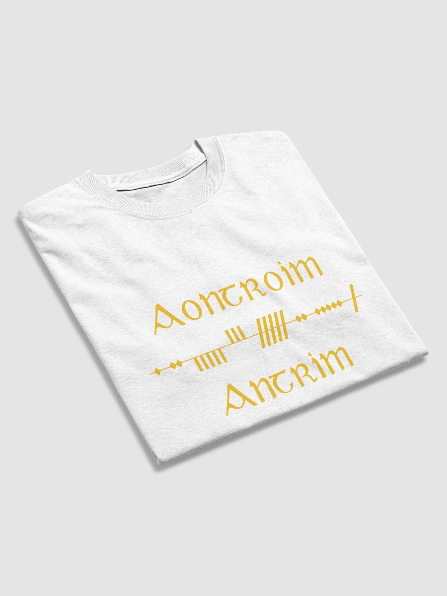 Antrim/Aontroim Scholastic style Ogham, White Printed T-shirt product image (3)