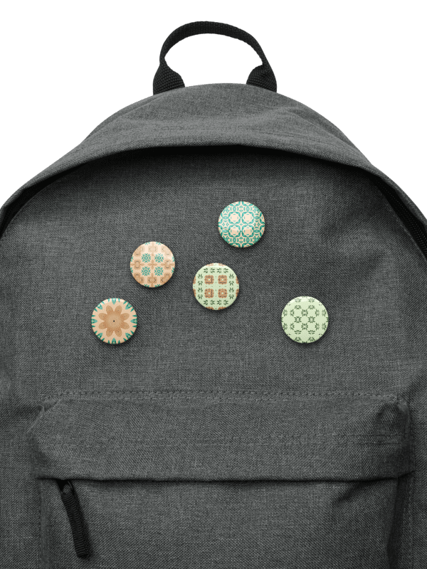 Set of 5 Vintage Style Pattern Pins ~ Earthy Green and Brown Palette product image (6)