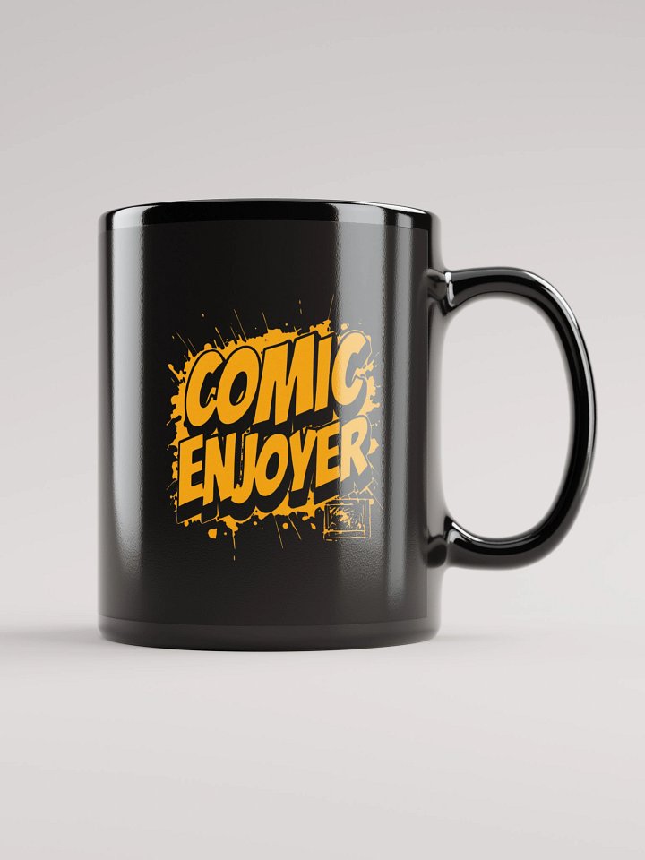 Comic Enjoyer Black Coffee Mug | Sleek Nerd & Geek Gift product image (1)