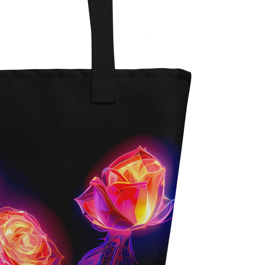 Tote Bag: Elegant Glowing Neon Roses Dark Edgy Fashion Stylish Design product image (5)