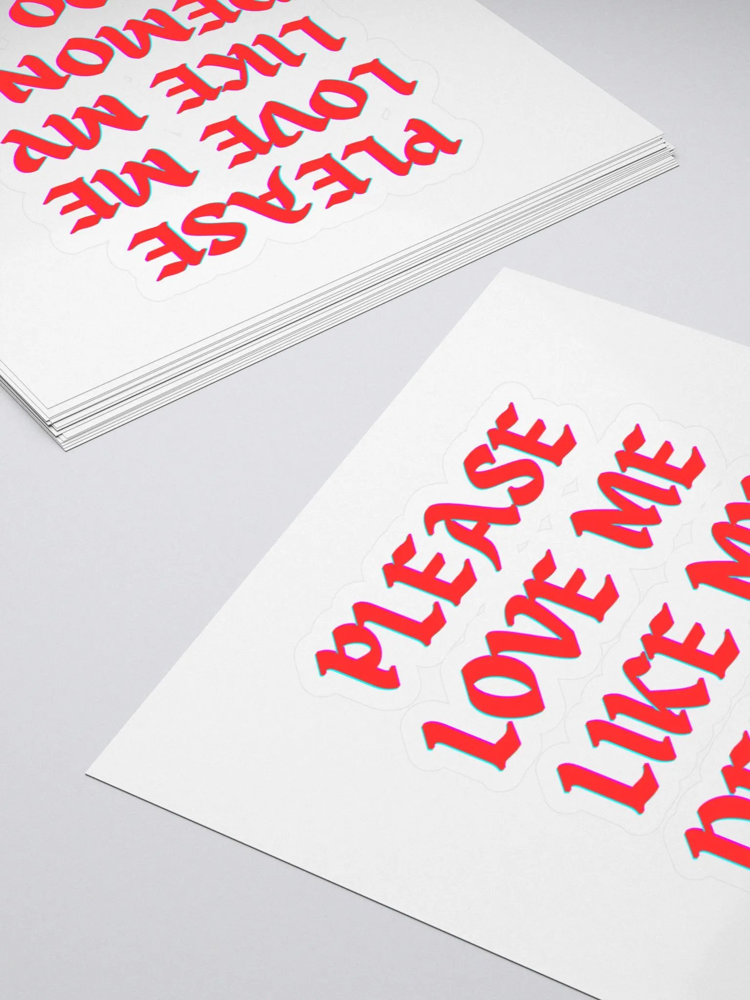 Love Me Plz Kiss Cut Sticker (Red Text) product image (4)