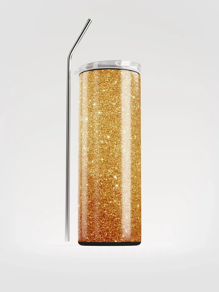 Shimmering Gold Glitter Stainless Steel Tumbler | Eco-Friendly 20oz with Reusable Straw product image (1)