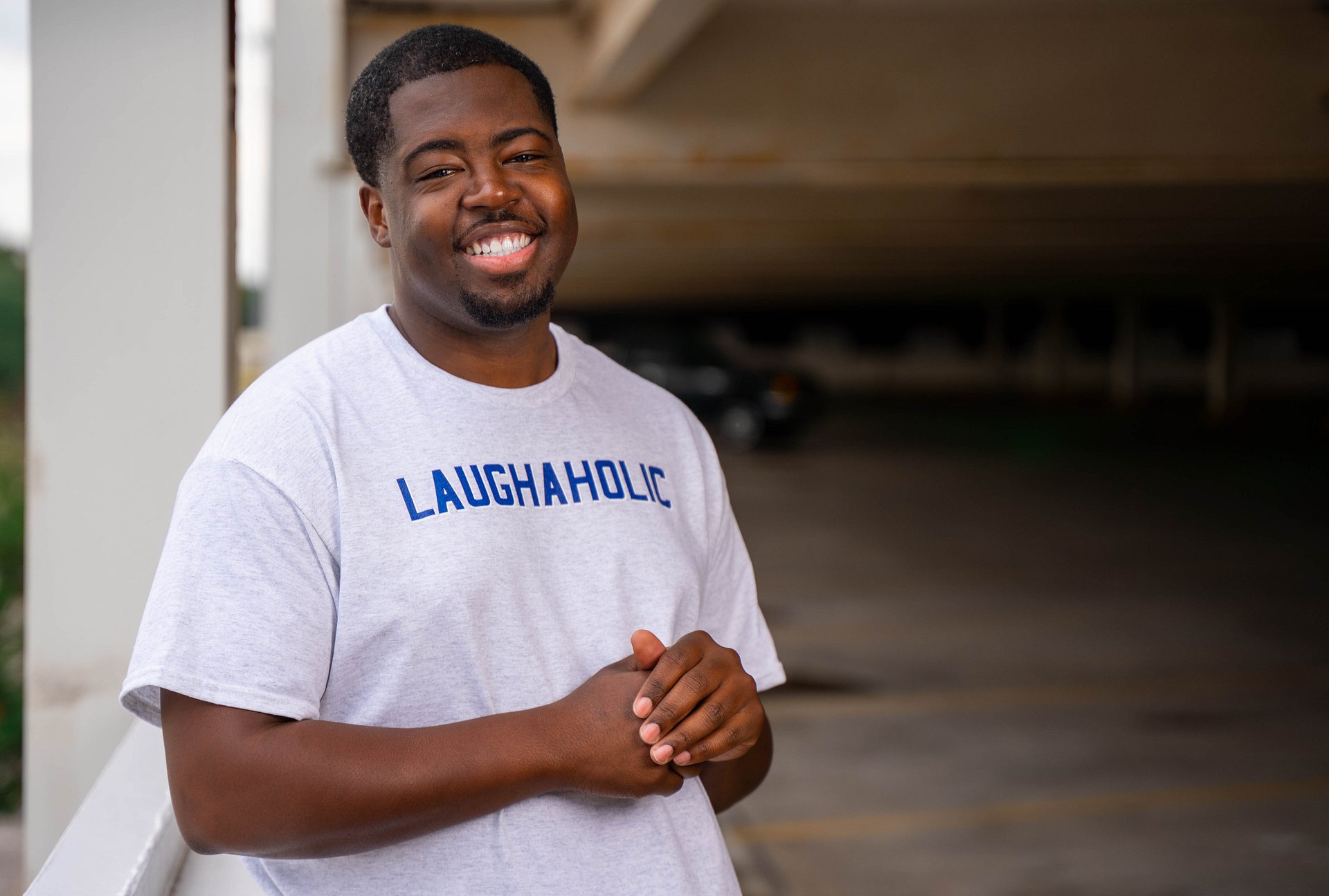 Laughaholic T-Shirt (Grey and Navy) product image (2)