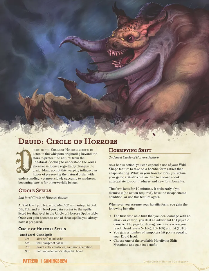 Circle of Horrors | 5E Druid Subclass product image (2)