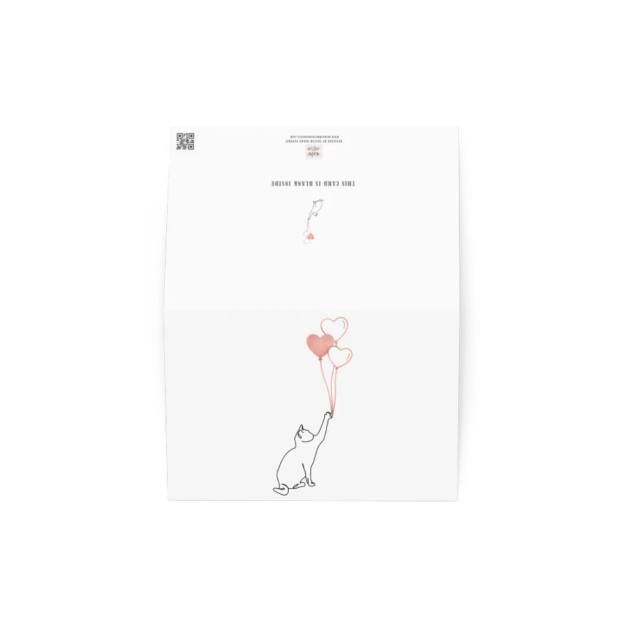Minimalist Valentine Card Couple's Cat and Heart Balloons product image (3)