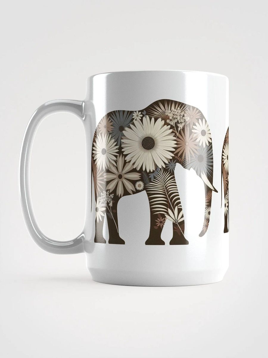 Floral Elephant White Glossy Mug product image (5)