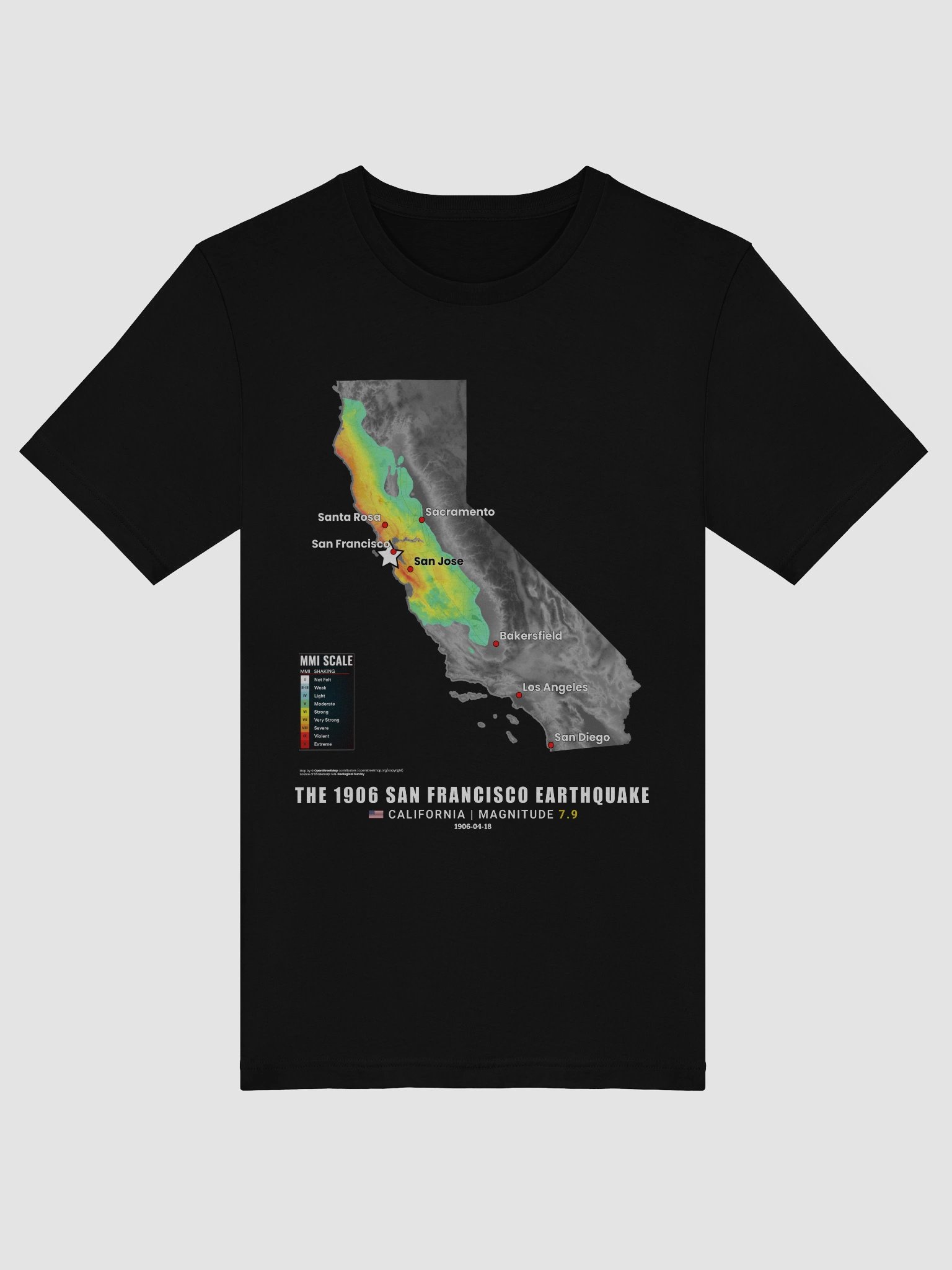 The 1906 San Francisco, California Earthquake Map T-shirt product image (77)