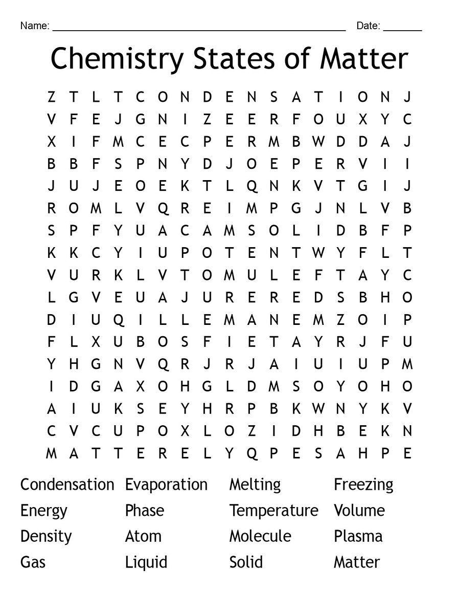 Printable Chemistry States of Matter Word Search – 16 Key Vocabulary Puzzle Activities! product image (1)
