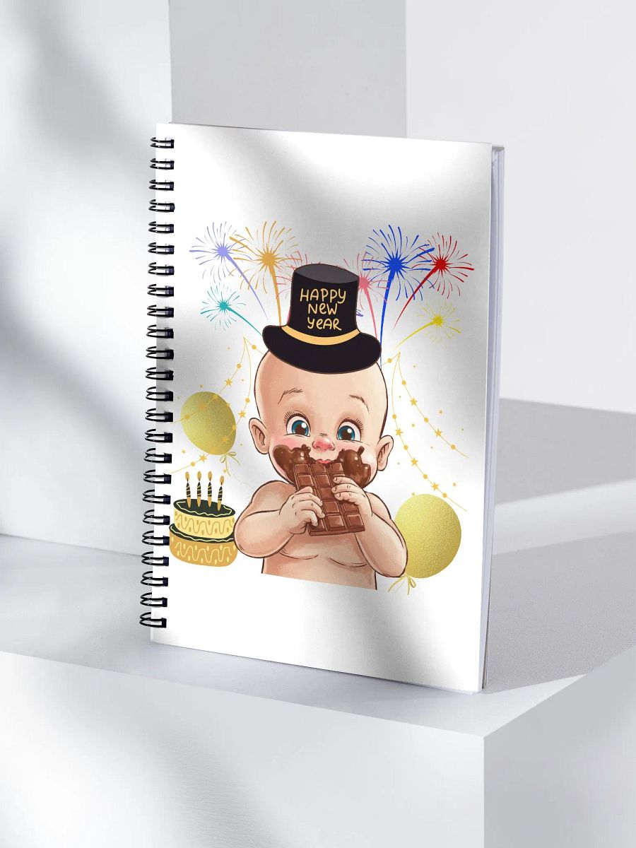 Baby New Year Eating Chocolate Spiral Notebook product image (4)