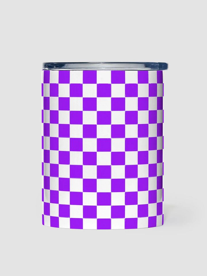 Checkered! Purple and White Checkers 10 oz Stainless Steel Tumbler product image (1)