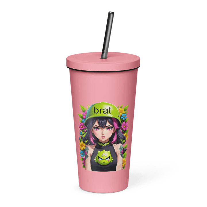 Brat 20 oz Tumbler Cup - Pink - Insulated Tumbler with a Straw v6 product image (1)